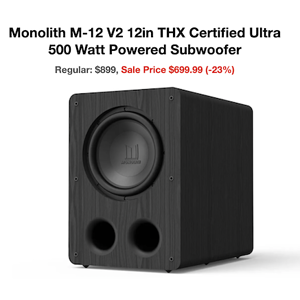 Monolith M-12 V2 12in THX Certified Ultra 500-Watt Powered Subwoofer