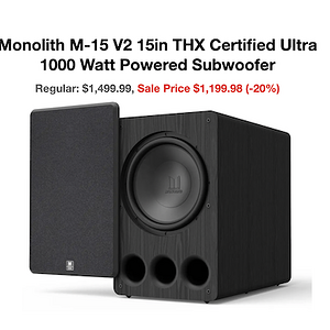 Monolith M15 V2 15in Subwoofer