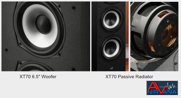 007 Polk Monitor XT70 woofer and passive radiator detail.jpg | AV