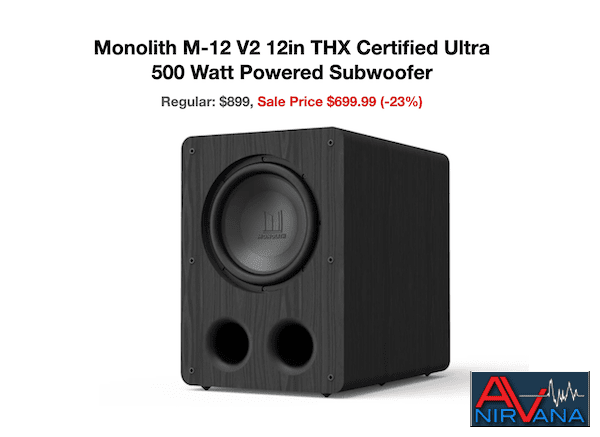 Monolith M-12 V2 12in THX Certified Ultra 500-Watt Powered Subwoofer